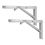 Bodhi2000 2 Stück faltbare Edelstahl-Regalhalterung, Wandmontage, Dreieck-Halterung, geeignet für Wohnzimmer, Küche, Balkon, Werkstatt, 20,3
