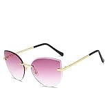 XJW Europäischer und amerikanischer Neuer Trend randloser Sonnenbrille Mode Phnom Penh Metall kettenbein Sonnenbrille personalisierte Katze augengläser 2021/5/27 (Color : Purple)