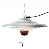 FLAMY Terrassen Heizstrahler,Deckenheizstrahler,Halogen-Heizrohr,2 Heizstufen,für Outdoor Indoor,Aluminium, schwarz/Silb