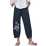 YTZL Hosen Damen Sommer Stoffe, Leinenhose Damen Sommer Boho Haremshose Trousers Sommer GroßE GrößEn Leinen-Hosen Freizeithose Mit Taschen High Waist Yogahose Hose Mit Weitem Bein Jogging