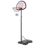 ECD Germany Basketballständer Basketballkorb Outdoor mit Ständer/mit Ball & Pumpe, höhenverstellbar 160-220 cm, Tragbare Korbanlage mit Rädern, Wetterfeste Basketballanlage, Basketb