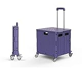 Klappwagen Einkaufswagen mit doppelten Schwenkrädern und Bremsen Einstellbare Griffhöhe leichte Leichtgewichts leicht zu bewegen (Color : Purple, Size : 65l)