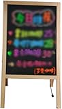 XMcKJ LED Tafel Leuchtstoff Massivholz Werbung LED Lichtemitting Board Display Schreibvorstand Werbekarte Elektronische Tafel(Farbe: Natürlich, Größe: 110x53cm) (Color : Natural, Size : 110x53cm)