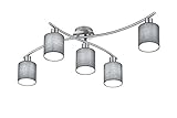 Trio Leuchten Deckenleuchte Garda 605400511, Nickel matt, E14, Stoffschirm Grau, 44.2 x 75 x 22