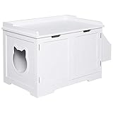 Pawhut Katzenschrank Katzentoilette Katzenklo Katzenhaus Katzenbett mit magnetischen Türen Trennwände MDF Weiß 88,5 x 48 x 51,5