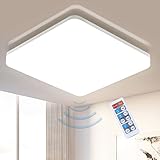 LED Deckenleuchte mit Bewegungsmelder, 15W 1500Lm LED Deckenlampe 5.8G Radar-Bewegungssensor Einstellbar mit Fernbedienung, IP44 Sensorleuchte für Bad Garage Keller Diele Flur Balkon Lager 4000