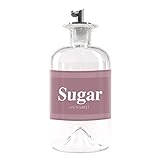 Lifestyle Lover Zuckerstreuer, Glas 350ml Flasche, Dosierer aus Edelstahl, ideal für weißer/brauner Zucker, Kakao (Sugar)