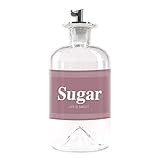 Lifestyle Lover Zuckerstreuer, Glas 350ml Flasche, Dosierer aus Edelstahl, ideal für weißer/brauner Zucker, Kakao (Sugar)