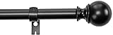 Amazon Basics Gardinenstange mit rundem Endstück, 182-365 cm, Schw
