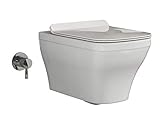 Aqua Bagno | Dusch-WC | WC mit Bidet-Funktion | Taharet-WC | Ohne Spülrand | Manuelle Bedienung | Inkl. Softclose WC-S