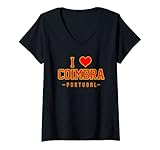 Damen Ich liebe Coimbra Italien T-Shirt mit V