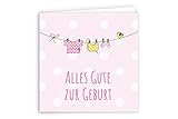 Friendly Fox Karte zur Geburt - Glückwunsch zum Baby - Karte zur Baby Geburt - süße Klappkarte mit Umschlag - Grußkarte Glückwunschkarte zur Geburt Baby M