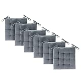 etérea Basic Sitzkissen, Stuhlkissen mit Bändern - für Innen- und Außenbereich geeignet, Sitzpolster Auflage für Haus und Garten - 6er Set - 40x40 cm, G