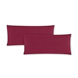 Class Home Collection 2er Pack Renforce Kissenbezug | 2 Kissenbezüge 40x80 cm | 100% Baumwolle mit Reißverschluss | Oeko-TEX® Standard Zertifiziert | Uni Bordeaux