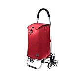 QIAOLI Einkaufswagen Falten Einkaufswagen Leichte Wagenwagen 6 Räder Treppenklettern Warenkorb Anhänger Für Einkaufen,Picknick,Home Storage Einkaufstrolleys (Color : Red)