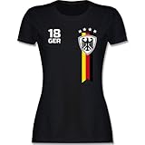 Fussball WM 2022 Fanartikel - EM Fan-Shirt Deutschland - S - Schwarz - Deutschland Tshirt Damen - L191 - Tailliertes Tshirt für Damen und Frauen T-S