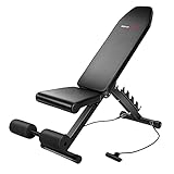 Ultrasport Hantelbank Mit Rack, in Fünf Höhen Verstellbar, Für Bankdrücken, Sit-Ups, Crunches Etc., Mit Griffen Für Dips, Als Schrägbank Nutzbar, Komfortabler Sitz M