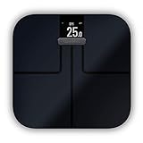 Garmin Index S2 Smart Waage – misst das Gewicht, Gewichtstrend, Körperfettanteil, Muskelmasse, BMI. Mit WLAN, Garmin Connect App-Anbindung und für bis zu 16