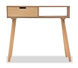 Wakects Schreibtisch mit 1 offenen Fach Kiefer Massivholz Bürotisch Computertisch Flurtisch 80x30x72 cm Konsolentisch mit schubladen,B