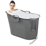 EKEO - Mobile Badewanne für Erwachsene Silber - Ideal für das kleines Badezimmer - Hüftbad - Badewanne - Stylisch und Stimmung