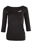 WINSHAPE Damen Super leichtes Functional 3/4-Arm Shirt AET107, Slim Style Fitness Yoga Pilates ¾-arm, Schwarz, S