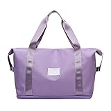 Anajoy Sporttasche für Herren und Damen, Kinder, große Kapazität, Reisetasche, Yoga, Einkaufstasche, Oxford-Stoff, Reisetasche, Wochenendtasche, mit 3 Fächern (Violett)