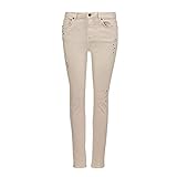 Monari Damen Jeans 804948 182 schmaler Beinverlauf Stretch 5-Pocket-Form beige, Groesse 40, beig