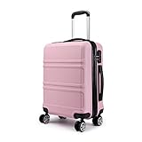 Kono 4 Zwillingsrollen Trolley Koffer Hartschale ABS Reisekoffer Rollkoffer (Pink, XL (74cm - 96L))