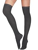 ADOME Frauen Oberschenkelhohe Socken Halloween Cosplay Socken mit Streifen Overknee Socken Casual Lange Strümpfe mit Streifen, grau, Einheitsgröß