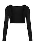 Parabler Damen Bolero Kurze Bolerojacke Festlich Jäckchen Langarm Schulterjacke Elegant Strickjacke Blazer Shrug Cardigan,Schwarz,M