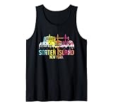 Staten Island New York Aquarell-Kunst, Skyline Souvenir Tank Top