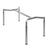 boho möbelwerkstatt Schreibtischgestell, Konferenztischgestell, Tischgestell, höheneinstellbar in Silber RAL9006 für Tischplatten von 180 x 80