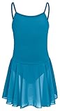tanzmuster ® Ballettkleid Mädchen ärmellos - Maggie - aus weicher Baumwolle mit Chiffon Röckchen Ballettbody fürs Kinder Ballett in Petrol, Größe:92/98