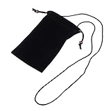 DFVmobile - Etui Tasche aus Stoff Kunstwildleder Weichem Tuch mit Kette und Schleife-Verschluß für HAIER W858 - Schw