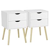 Yaheetech Nachttische 2er Set Nachtschrank mit Beinen, Nachtkonsole Kommode Schrank, 2 Schubladen, Beistelltisch Sofatisch, Höhe 61