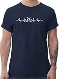 Fahrzeuge Fahrrad Bagger und Co. - Herzschlag Fahrrad - L - Navy Blau - Herzschlag Fahrrad t-Shirt - L190 - Tshirt Herren und Männer T-S