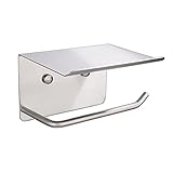 Vrttlkkfe Toiletten Papier Halter mit Regal Rollen Halter Rostfreier Stahl EIN der Wand Montiert Halter Papiertuch Halter für Badezimmer KüChe (Silber)