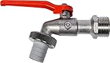 Cornat Kugelauslaufhahn - 26,44 mm (3/4 Zoll) AG - Inklusive Schlauchanschluss - Hochwertiges Messing - Ideal als Außenzapfstelle / Zapfhahn für Regentonnen / Wasserhahn / Absperrhahn / FLOR92585