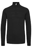 !Solid Bamaro Herren Strickpullover Troyer Feinstrick Pullover mit Stehkragen aus 100% Baumwolle, Größe:L, Farbe:Black (194007)