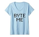 Damen Byte Me Lustiger Computer-Programmierer, Grafik T-Shirt mit V