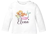 SpecialMe® Baby Langarmshirt mit Namen personalisiert Meerjungfrau Prinzessin Geschenk Mädchen Bio-Baumwolle weiß 56/62 (1-3 Monate)