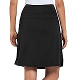 M MOTEEPI Bescheidener knielanger Skorts, Röcke für Damen, Tennis-/Golf-Skort mit Taschen, UV-Schutz, hohe Taille - Schwarz - 3X-Groß