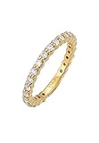 Elli Ring Damen Bandring Memoire Funkelnd mit Zirkonia Kristallen in 925 Sterling Silb