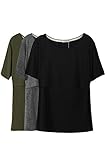 Smallshow Stillshirt Umstandstop T-Shirt Überlagertes Design Umstandsshirt Schwangerschaft Kleidung Mutterschafts Kurzarm Shirt,Army Green-Black-Deep Grey,M