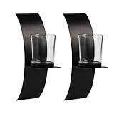 WINOMO 2Pcs Wand Metall Kerze Wandleuchte Hängen Kerzenhalter Teelicht Kerze Wanddekor Bogenform für Home Party Dekorativ ohne Kerze (Schwarz)