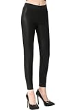 Everbellus Schwarze Ledergamaschen für Damen Tummy Control Stretchy Leather Pants XLarg