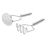 HIMETSUYA 2 Stück Kartoffelstampfer Edelstahl Lebensmittelstampfer mit Griff, gewellter Kartoffelstampfer Perfekt für die Herstellung von Kartoffelpüree, Kürbisbrei, Gemüse, B