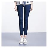 HNZYW Frauen Jeans Casual High-Tailles Sommer Herbsthose Slim-Fit Stretch-Baumwolljeans (Color : Dark Bule Ankle, Größe : 5XL)