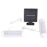 YCX Solar Panel Powered LED Notlicht Garten Korridor Hof Garage Pull Cord Lampe,Solar Gartenlicht Solar Doppelköpfiges LED-Kabellicht,Schw