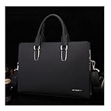 XWDQ Kuh-Leder-Aktenkoffer, 14-Zoll-Laptoptasche, mehrschichtiger Komfort Herrenbüro-Tasche mit Code-Lock, geeignetes Business-Büro Schule (Color : Black, Größe : 13 inch)